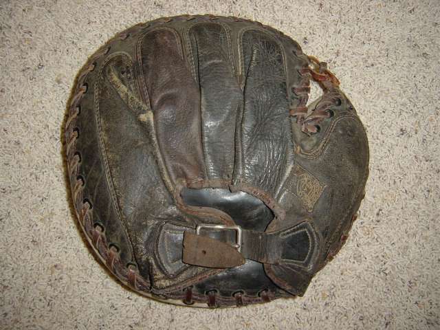 A.J. Reach Black and White Catchers Mitt Back
